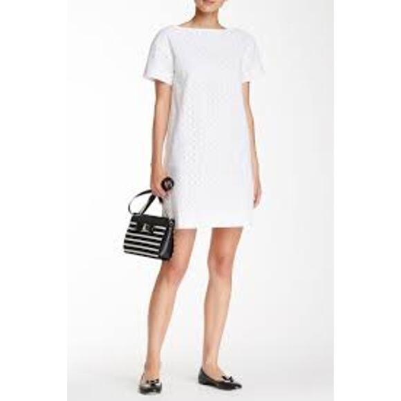 kate spade Dresses & Skirts - Kate Spade White Eyelet Shift Dress Summer Cotton Preppy Beach Women 2